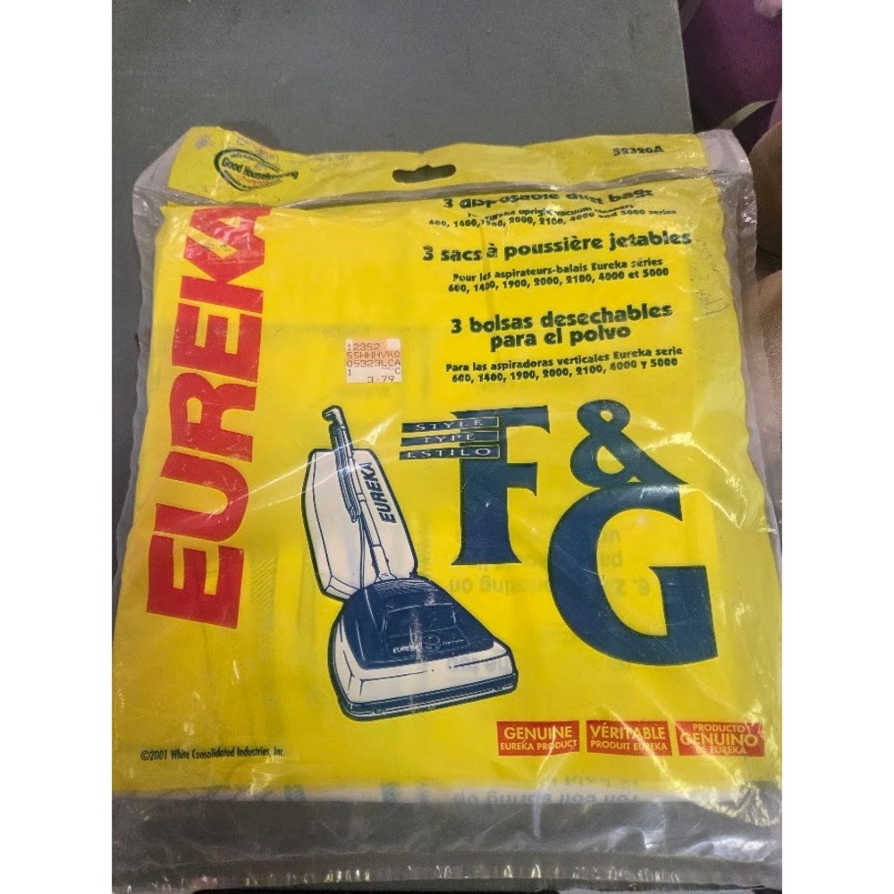 Eureka Style F & G Genuine Vacuum Bags 3-Pack 52320A for 600-5000 Series Upright